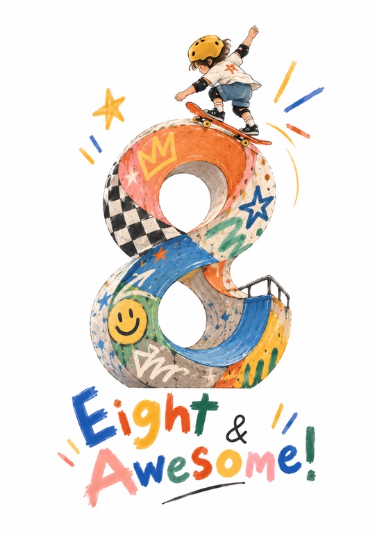 A skate-ramp 8 for an eighth birthday