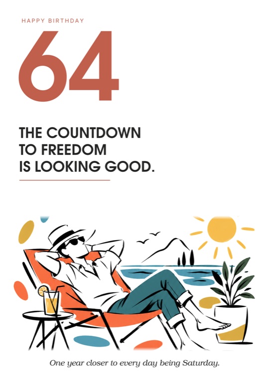 A man in a hat and sunglasses reclining by the water with a cold drink, under a terracotta 64